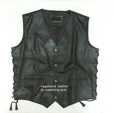 New Real Leather Jacket Side Open Vest Coat Motorcycle Harley Triumph Enfield