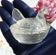 ANTIQUE DINNER, CHICKEN OLD GLASS BOX of PORTIEUX 19th century