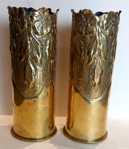 Paire vases obus trench - obus,