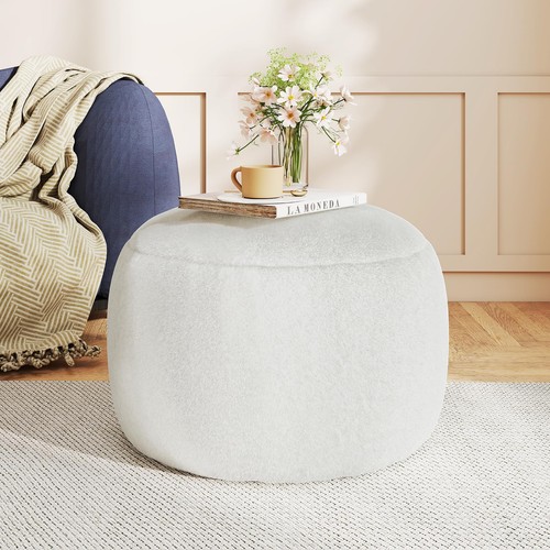 Round stuffed pouf ottoman - ottoman, for
