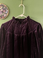 Vtg House Dress Robe Purple Velour Velvet Medium Gothic  Witchy Medieval Flaw