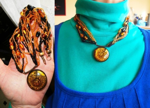 Joli collier perles ambre - , avec