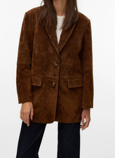 Blazer femme en cuir daim