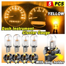 5X YELLOW T10 168 194 LED Bulbs Instrument Gauge Cluster Dash Light W/ Sockets