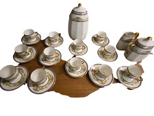 ANCIEN SERVICE CAFÉ 12 TASSE SUCRIER POT THÉIÈRE PORCELAINE DE LIMOGE JEAN BOYER