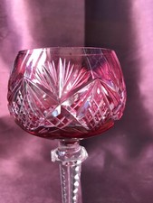 Val St Lambert sublime verre à vin en cristal rouge taillé