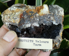 Goethite Velours & étiquette Tarn 8.5x6cm France mineral collection ancien reiki