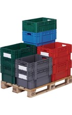 LA-KA-PE Bac gerbable-emboîtable PP rouge L600xl400xH420 mm