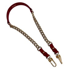 DELVAUX Short Chain Strap Calfskin Red Gold Tone Metal