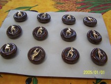 Lot of 12 Antique Ceramic Buttons. Small fawns. Line Vautrin? N°643