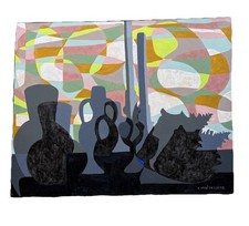 Charles Malaussena : Tableau Peinture huile toile Nature Morte abstrait moderne