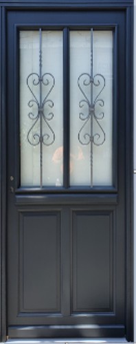 Porte entrée bois vitrée - porte,