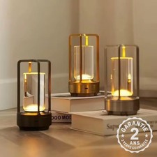 Lampe Lanterne LED Chevet Salon Table Aluminium Tactile Rechargeable USB Camping