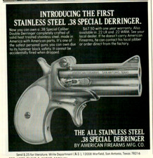 1973 American Firearms Stainless Steel .38 Special Derringer VINTAGE PRINT AD
