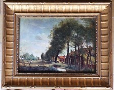 tableau reproduction sur métal martelé: paysage de Corot