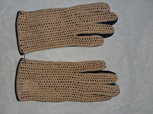 Gants vintage cuir crochet - et,