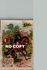 Chromo LA POSTE in CHINA, stamp, flag and genre scene