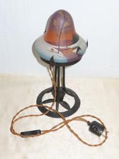 Design Lampe Vintage Lampadaire Probablement Art Déco Avec Belle Peinture Signé