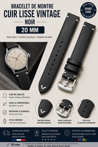 Bracelet montre cuir - , lisse