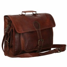 Brown Vintage Business Handbag Messenger Shoulder Briefcase Laptop For Men's