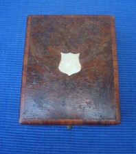 V69 Ecrin Coffret Bois Loupe Orme Nacre XIXe Porte Montre Gousset