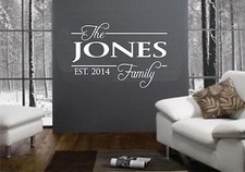 PERSONALISED FAMILY NAME Wall Art Sticker, Decal, Mural, your surname and date