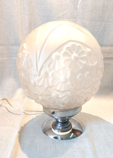 Lampe pied chromé, gros globe