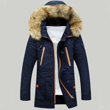 Hommes Matelassé Veste Fausse Fourrure Manteau Capuche Parka Extérieur Chauffe