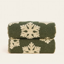 Plaid en laine bouillie verte