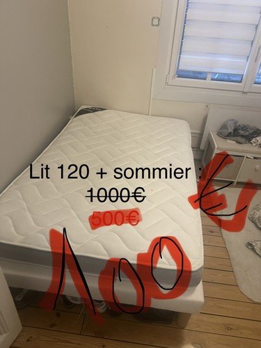 Lit 120 blanc tissu - blanc,