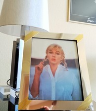 Cadre photo 1970s, chrome et laiton, design et portrait de Marylin Monroe,