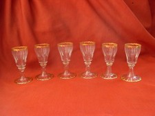 L DAMON,SUPERBE SERIE DE 6 VERRES A DIGESTIF EN VERRE,OR PEIGNE,DEBUT XXème.