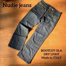 Nudie Jeans Bootcut Ola Dry Light Denim Made in Italy Dark Blue W32 L32 Used