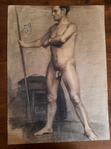 Dessin ancien portrait - dessin, nu