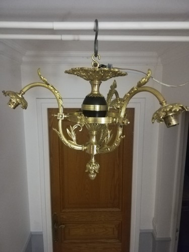 Ancien lustre bronze 3feux - ancien,