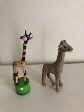 🦒Lot de 2 girafes, jouets en bois, dont un Wakouwa girafe articulé