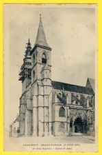 Old postcard precursor CHAUMONT (Hte Marne) Grand Pardon 1901 CHURCH bell tower scaffolding