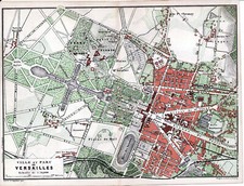 78 Versailles 1884 pt. original city plan Trianons Parc de Clagny Green Carpet