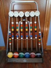 Vintage Forster Croquet Set & Wheeled Stand 6 Player Free Shipping 