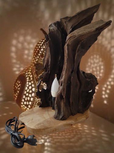 Lampe bois naturel - lampe,