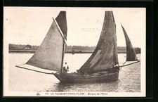Old postcard Le Touquet - Paris-Plage, fishing boat 1935 