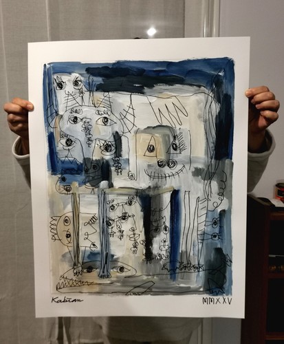 Peinture originale sur papier - peinture,