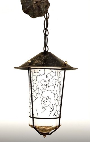 Lustre plafonnier 1950 opaline - lustre,