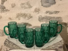 Série de 6 chopes à bière en verre, vertes