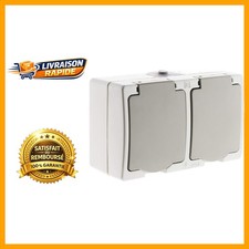 Prise Double 2P+T Gris Clair