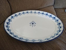 HUGE IKEA BLUE & WHITE ENAMEL MEAT TURKEY SERVING PLATTER 22 X  17" BUFFET TRAY