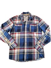 Le31 Simons Chemise Homme Medium 100% Coton Plaid Bleu Rouge Flanelle