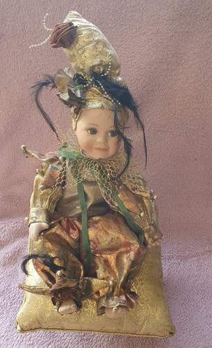 Poupée arlequin porcelaine - poupée, en