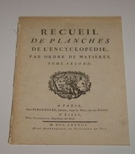 RECUEIL DE PLANCHES L'ENCYCLOPEDIE 1783 1st Press V2 Engravings ILLUSTRATED