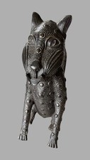 Statue PANTHÈRE , LÉOPARD En BRONZE Royaume Bénin Nigéria ART Africain - 24 Cm